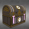Ornate Dark Chest With Gold Accents Clocks And Pink Ribbons