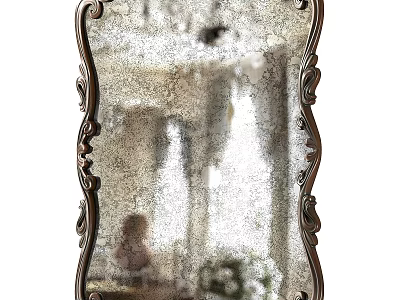 Vintage Style Mirror With Ornate Carved Frame And Elegant Decorative Design 3d model