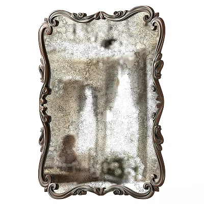 Vintage Style Mirror With Ornate Carved Frame And Elegant Decorative Design 3d model