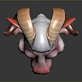Cute Cartoon Ram 3D Character Model With White Body Pink Face And Big Eyes