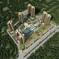 High Rise Residential Complex Surrounded by Lush Greenery Central Courtyard and Road Access