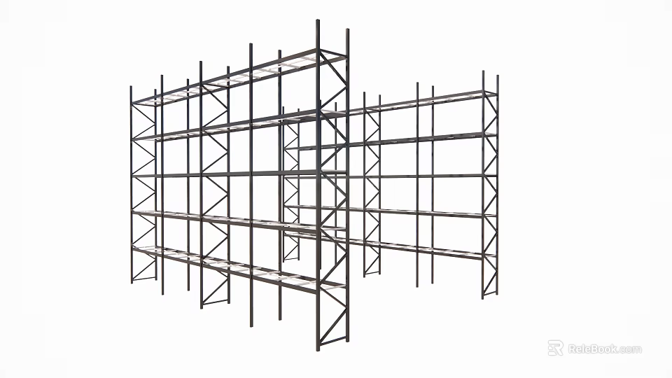 Metal Multi Tier Open Storage Shelving Unit With Sturdy Structure For Garage Warehouse 3d model 