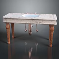 Elegant Marble Vanity With Brass Faucet And Wooden Carved Legs