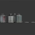 Industrial Storage Tanks Setup With Circular Platforms And Metal Structures