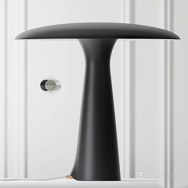 Modern Black Table Lamp With Tapered Base And White Background Setting 3d model