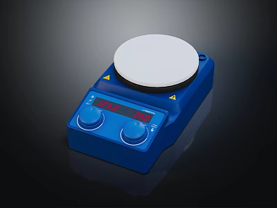 Blue Magnetic Stirrer With White Plate Digital Display And Control Knobs 3d model