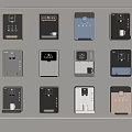 Various Stylish Coffee Machines Arranged in Grid Frame with Diverse Designs