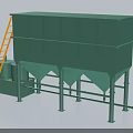 Green Industrial Sedimentation Tank With Multi Compartment Design Conical Bottom Yellow Ladder And Pipeline Connections