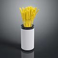 White Vase With Black Rim Holding Yellow Wheat Ears On Dark Background
