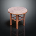 Round Wooden Stool With Smooth Surface Four Legs And Minimalist Design