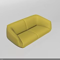 Yellow Modern Two Seater Sofa With Rounded Design And Comfortable Seats 3d model
