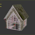 Wooden House Exterior With Mossy Roof Wooden Walls And Glass Door
