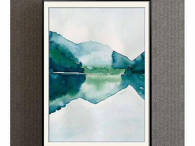 Modern Landscape Painting Simple Green Study Landscape Lake Decorative Painting model