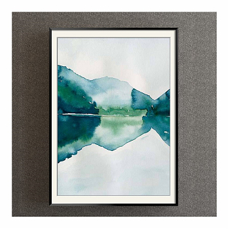 Modern Landscape Painting Simple Green Study Landscape Lake Decorative Painting 3d model