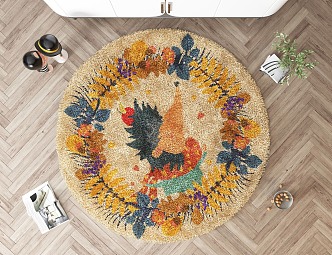 Modern Round Carpet Round Cartoon Children Carpet Creative Art Round Children Cock Carpet Cartoon Carpet Children's Room Carpet Ornaments 3d model