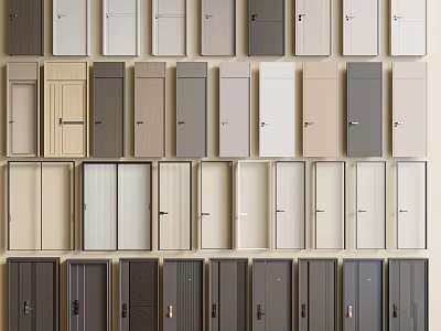 Various Styles And Colors Hinged Doors For Modern Home Interior Design 3d model