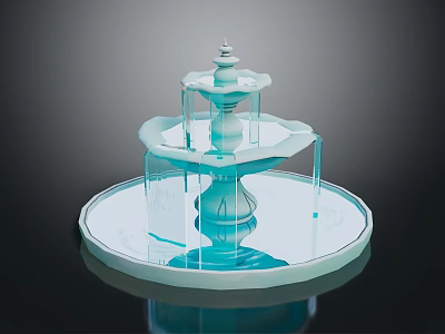 Commercial Multi Tiered Fountain Equipment With Circular Base And Blue Water Flow 3d model