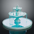 Commercial Multi Tiered Fountain Equipment With Circular Base And Blue Water Flow