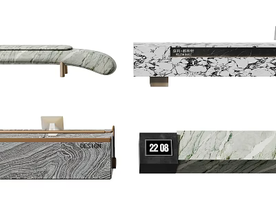 Modern Reception Desk With Marble Countertop And Elegant Decorative Patterns 3d model
