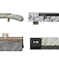 Modern Reception Desk With Marble Countertop And Elegant Decorative Patterns