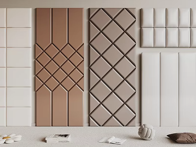 Modern Upholstered Wall Panels With Diamond Square Patterns And Neutral Color Options For Interior Design 3d model