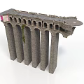 Ancient Stone Building Structure With Tall Pillars Arched Openings And Projecting Upper Section