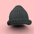 Black Ribbed Knitted Hat with Soft Texture on Pink Background 3d model