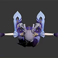 Anime Style Cat Eared Character In Purple Blue Outfit With Flowing Ribbons And Outstretched Hands