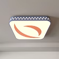 Stylish Ceiling Lights Featuring Octagonal Round Square Shapes with Blue Rim Orange Pattern and Polka Dots 3d model