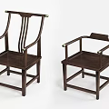 Traditional Chinese Dark Brown Wooden Armchairs Featuring Classic Armrest Design