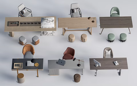Modern Desk and Chair Desk and Chair Combination Desk and Chair Office Desk and Chair 3d model