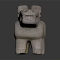 Ancient Terracotta Mythical Beast Sculpture With Fierce Facial Features And Four Legs