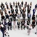 Group of Diverse People in Business Attire With Various Poses and Interactions