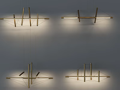 Abstract Pendant Lights With Modern Geometric Brass Structure For Interior Decor 3d model