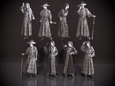 2D Martial Arts Ancient costume character Archaic Man Martial Arts Swordsman Chivalrous Man 3d model