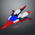 Scifi Vehicle Model With Red White Blue Streamlined Design And Wing Components 3d model