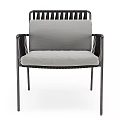 Modern Leisure Chair With Black Metal Frame Woven Back And Comfortable Fabric Cushion