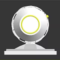 Silver Weapon Knife With Yellow Striped Spiral Handle On Black Display Stand And Dark Reflective Surface