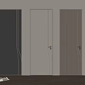 Modern Interior Featuring Three Doors Dark Light Wood Grain And Wooden Floor