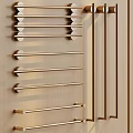 Stylish Gold Towel Racks Mounted On Wooden Wall In Modern Bathroom