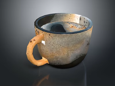 Speckled Ceramic Mug With Black Gray Body And Orange Handle Unique Design 3d model Speckled Ceramic Mug With Black Gray Body And Orange Handle Unique Design 3d model