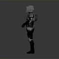 Modern Silver Black Armor In Standing Pose With Red Logo And Design