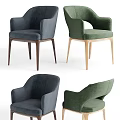 Stylish Modern Accent Chairs in Dark Blue and Green Upholstery with Wooden Legs