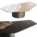 Modern Coffee Table Design With Marble Top Metal Base Dark Surface And Unique Shape 3d model