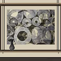 Modern Abstract Painting With Circular Patterns Gray Tones And Textured Design For Wall Decor
