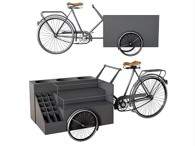 Modern Cargo Bicycle With Large Storage Box And Multiple Compartments Design 3d model