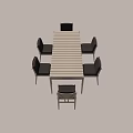 Modern Light Colored Table And Chair Set With Black Cushioned Seats 3d model