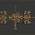 Detailed Military Tank Model Featuring Camouflage Paint And Cannon Wheels Structure