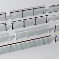 Modern Glass Panel Railings With Metal Frames And Various Design Styles 3d model