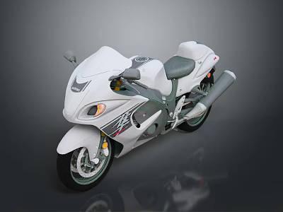 White Sport Motorcycle Showcasing Sleek Aerodynamic Design Gray Seat And Black Wheels 3d model